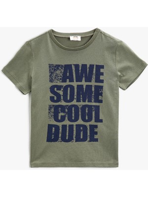 Koton Yazılı T-Shirt Kısa Kollu Pamuklu