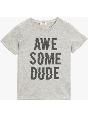 Koton Erkek Çocuk Yazılı T-Shirt Kısa Kollu Bisiklet Yaka Pamuklu