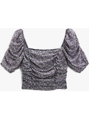 Koton Çiçekli Bluz Crop