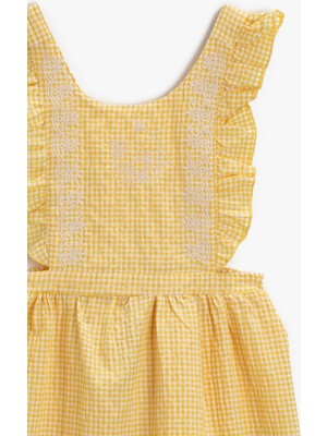 Koton Kız Bebek Kareli Elbise Fırfırlı Pamuklu