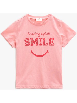 Koton Baskılı T-Shirt Kısa Kollu Bisiklet Yaka Pamuklu