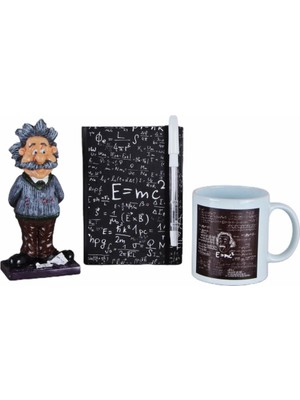 Hediyekanalı  Einstein Biblo Kupa Defter Set Kalem Hediyeli