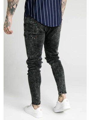 Siksilk Bust Knee Erkek Kot Pantolon Black