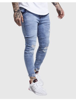 Siksilk Distressed Washed Denims Erkek Kot Pantolon