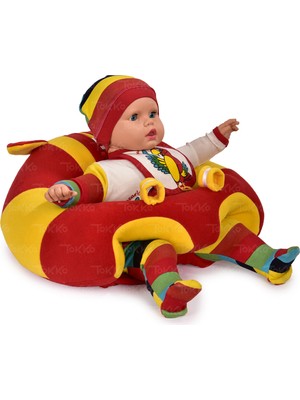 TOKKO Bebek   Oturma Destek Minderi - Büyük Bebek Oturağı   Sarı Kırmızı