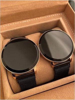 Spectrum Dokunmatik Ekranlı Sevgili Saati 3 ATM Suya Dayanıklı Siyah Metal Kasa Hediye