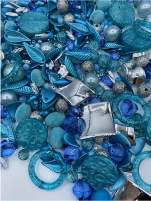 Hedef Bijuteri Bileklik,kolye,anahtarlık,takı Yapımı Için Mavi Renk Karışık Plastik Boncuk (250 Gram)