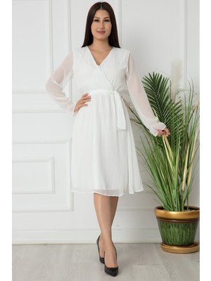 Kalopya Bayan Kısa Düz Şifon Elbise 22-100