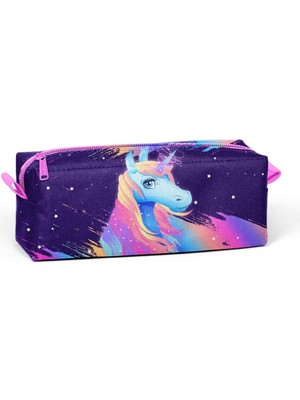 Yaygan Coral High Tek Gözlü Mor Unicorn Desenli Kalem Çantası  Kız