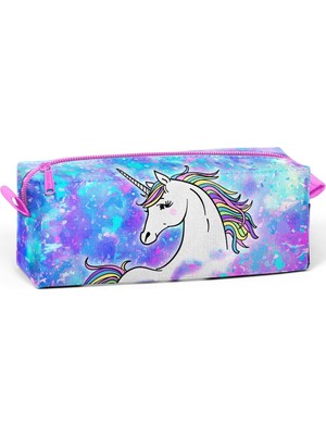 Yaygan Coral High Tek Gözlü Mavi Unicorn Desenli Kalem Çantası  Kız