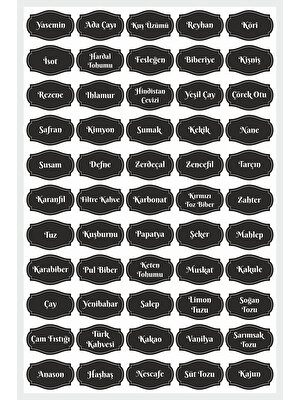 Vip Tedarik Siyah 94 Adet Baharat Bakliyat Kuruyemiş Kavanoz Sticker Etiketi