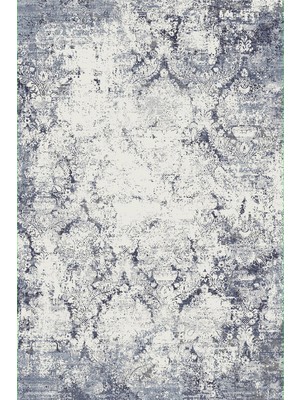 Atlantik Halı Luna CC711A Krem / Açık Mavi Viskon Bambu Salon Halısı