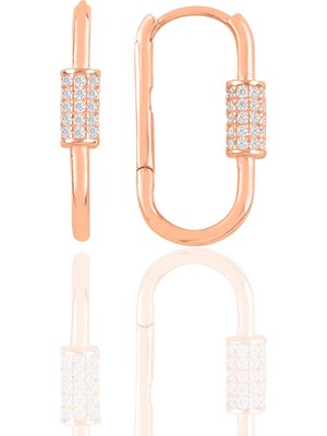 Söğütlü Silver Gümüş Rose Zirkon Taşlı  Tasarım Küpe