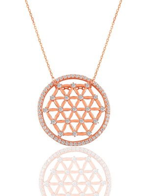Söğütlü Silver Gümüş Rose Zirkon Taşlı Yaşam Çiçeği Kolye