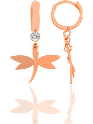 Söğütlü Silver Gümüş Rose Zirkon Taşlı Yusufçuk Küpe