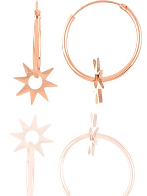 Söğütlü Silver Gümüş Rose Güneş Halka Küpe