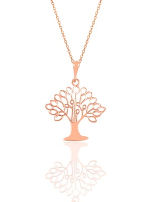 Söğütlü Silver Gümüş Rose Ağaç Kolye