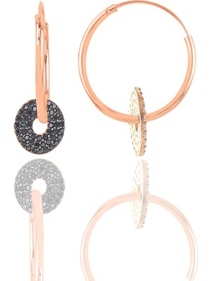 Söğütlü Silver Gümüş Rose Oniks Taşlı Halka Küpe