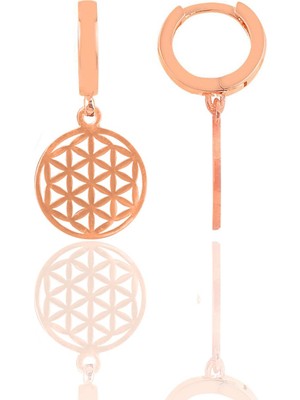 Söğütlü Silver Gümüş Rose Yaşam Çiçeği Küpe