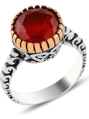 Söğütlü Silver Gümüş Kök Yakut Taşlı Otantik Tektaş Yüzük