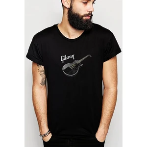 Gibson Les Paul Slash Metal Rock Baskılı Siyah Erkek Örme Tshirt