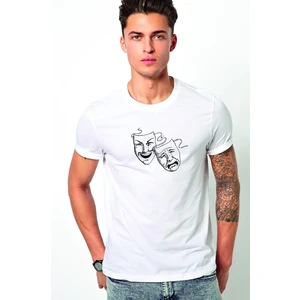 Tiyatro Baskılı Beyaz Erkek Örme Tshirt