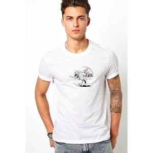 Roger Federer Pic1 Baskılı Beyaz Erkek Örme Tshirt