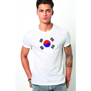 Güney Kore South Korea Baskılı Beyaz Erkek Örme Tshirt