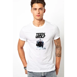 Teen Wolf Android Baskılı Beyaz Erkek Örme Tshirt