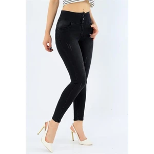 Kadın Siyah Yüksek Bel Jean Likralı