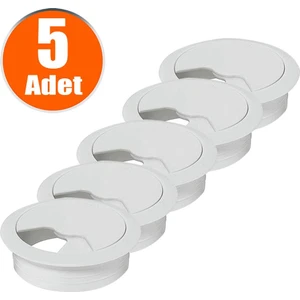 Masa Üstü Kablo Kanalı Deliği Kapağı Beyaz Masa Kapağı 6 cm (5 Adet)