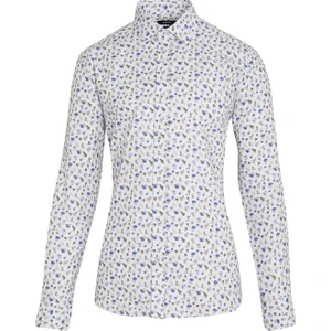 Erkek Beyaz Slim Fit Çiçek Desenli Gömlek