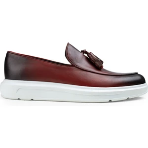 Hakiki Deri Bordo Püsküllü Erkek Loafer