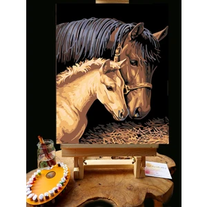 Pandora Hobi N1158 - Numaralı Boyama Seti - 40 x 50 cm Kasnağa Gerili Ürün - At ve Yavrusu