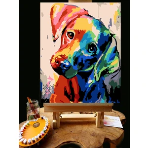 Pandora Hobi N1180 - Numaralı Boyama Seti - 40 x 50 cm Kasnağa Gerili Ürün - Renkli Köpek