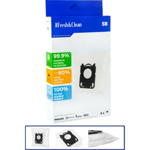 Pro Fresh & Clean Philips  Fc 8455 Power Life  Uyumlu 6'lı Bez Toz Torbası