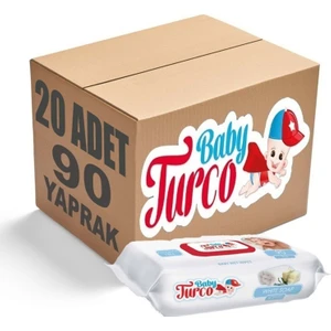 Baby Turco Islak Havlu Mendil 90 Yaprak 20'li Set Beyaz Sabun Kokulu Plastik Kapaklı