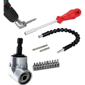 Köşe Vidalama 1/4 Hex Adaptörü Altıgen Bits Tornavida Esnek Hortum Lokma Tornavida 15 Parça Matkap