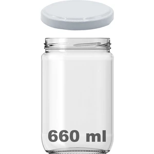 660 cc Kavanoz Metal Beyaz Konserve Kapaklı 660 ml Şeffaf Cam Kavanoz 1 Adet