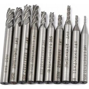Hss Düz Shank 4 Flüt End Mill Cnc Matkap Ucu Seti 10 Adet