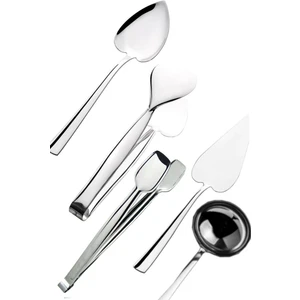 Paslanmaz Çelik 5li Servis Maşa Spatula Kaşık Izgara Kepçe Takımı Seti