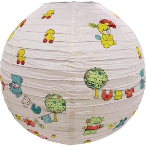 Japon Feneri Miniş Hayvanlar  Desenli Asma Süs Avize 40 cm
