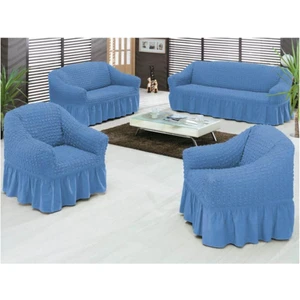 Bürümcük Koltuk Kanepe Örtüsü Takımı Lastikli Etekli 3+3+1+1 Koltuk Örtüsü