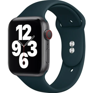 Bilişim Aksesuar  42 mm - 44 mm M/l Apple Watch 3 4 5 6 Se Uyumlu Silikon Kordon Kayış Lacivert