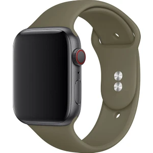 Bilişim Aksesuar  42 mm - 44 mm M/l Apple Watch 3 4 5 6 Se Uyumlu Silikon Kordon Kayış Yağ Yeşili