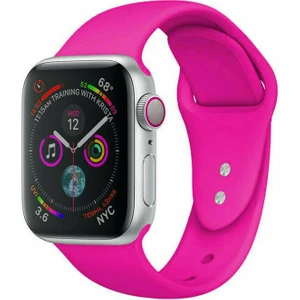 Bilişim Aksesuar  42 mm - 44 mm M/l Apple Watch 3 4 5 6 Se Uyumlu Silikon Kordon Kayış Fuşya