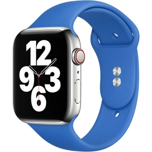 Bilişim Aksesuar  42 mm - 44 mm S/m Apple Watch 3 4 5 6 Se Uyumlu Silikon Kordon Kayış Saks Mavi