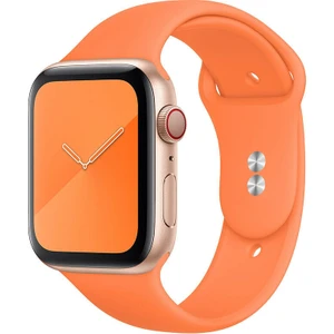 Bilişim Aksesuar  42 mm - 44 mm S/m Apple Watch 3 4 5 6 Se Uyumlu Silikon Kordon Kayış Açık Turuncu