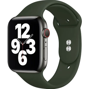 Bilişim Aksesuar  38 mm - 40 mm M/l Apple Watch 3 4 5 6 Se Uyumlu Silikon Kordon Kayış Koyu Yeşil