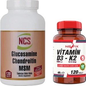 Ncs Glucosamine Chondroitin Msm Type Iı Collagen Turmeric 120 Tablet & Nevfix Vitamin D3-K2 120 Tablet